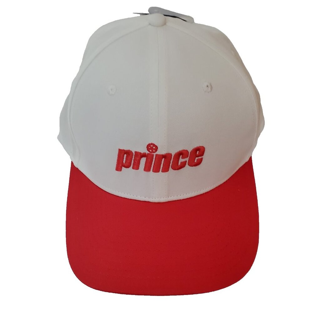 Prince Pickleball Hat Cap Adjustable Hook Loop Adult White Red Outdoor